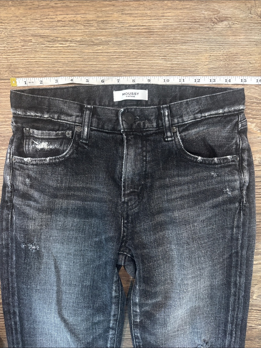 Moussy Vintage Glendele Skinny Distressed Raw Hem Jeans Black Womens Size 28 est - Picture 8 of 15